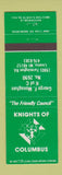 Matchbook Cover - Knights of Columbus Livonia MI George Monaghan