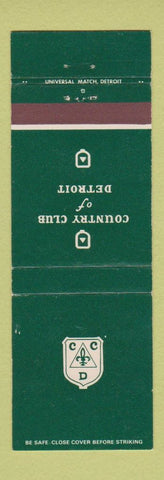 Matchbook Cover - Country Club of Detroit MI