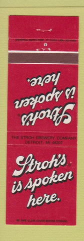 Matchbook Cover - Stroh's Beer Detroit MI