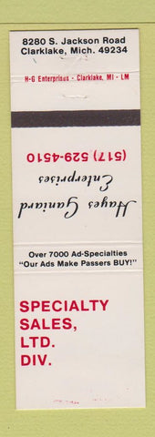 Matchbook Cover - Hayes Ganiard Enterprises Clarklake MI