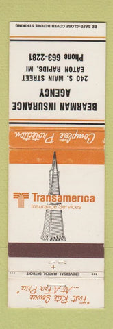 Matchbook Cover - Transamerica Insurance Bearman Eaton Rapids MI WEAR