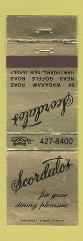 Matchbook Cover - Scordato's Restaurant Hawthorne NJ