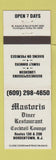 Matchbook Cover - Mastoris Diner Restaurant Bordentown NJ