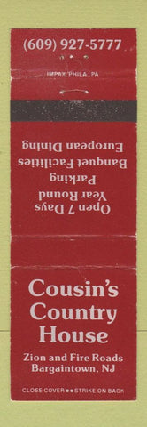 Matchbook Cover - Cousin's Country House Bargaintown NJ WEAR