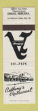 Matchbook Cover - Anthony's Restaurant Omaha NE