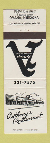 Matchbook Cover - Anthony's Restaurant Omaha NE