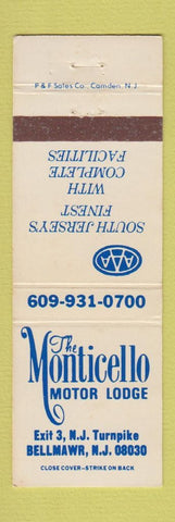 Matchbook Cover - Monticello Motor Lodge Bellmawr NJ