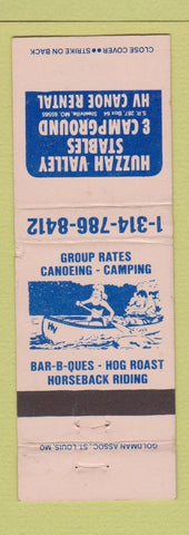 Matchbook Cover - Huzzah Valley Stables Camping Steelville MO WEAR