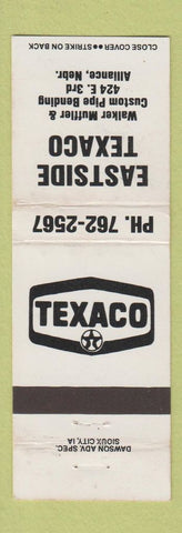 Matchbook Cover - Eastside Texaco oil gas Alliance NE WEAR