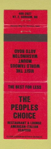 Matchbook Cover - Peoples Choice Restaurant Italian Gorham NC WEAR