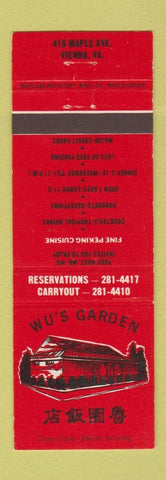 Matchbook Cover - Wu's Garden Chinese Vienna VA