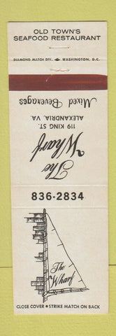 Matchbook Cover - The Wharf Seafood Restaurant Alexandria VA