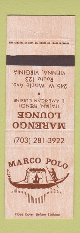Matchbook Cover - Marengo Lounge Marco Polo Vienna VA restaurant