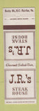 Matchbook Cover - JR's Steak House Fairfax VA Rocky Mount NC