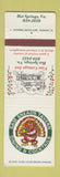 Matchbook Cover - Sam Snead's Tavern Restaurant Golf Hot Springs VA