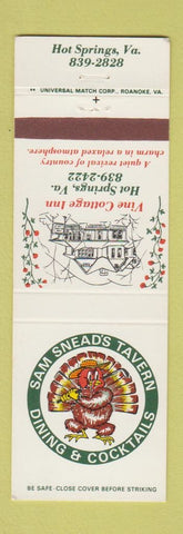 Matchbook Cover - Sam Snead's Tavern Restaurant Golf Hot Springs VA