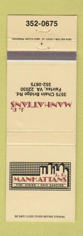 Matchbook Cover - JP Manhattans Restaurant Fairfax VA WEAR