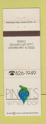 Matchbook Cover - Pinot's Wine Bar Dallas TX WEAR