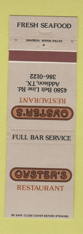 Matchbook Cover - Oyster's Restaurant Addison TX