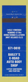 Matchbook Cover - Bailey's X Road Auto Body Shop Falls Church VA