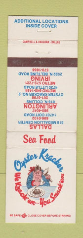 Matchbook Cover - Oyster Kracker Restaurant Irving Arlington Dallas TX WEAR