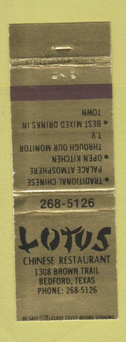 Matchbook Cover - Lotus Chinese Restaurant Bedford TX