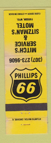 Matchbook Cover - Mitch's Phillips 66 oil gas Sitzman's Motel Farson WY WEAR