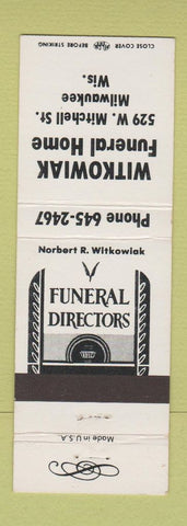 Matchbook Cover - Witkowiak Funeral Home Milwaukee WI