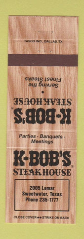 Matchbook Cover - K-Bob's Steak House Sweetwater TX