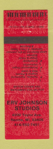 Matchbook Cover Erv Johnson Studios music Yamaha Hammond piano organs Racine WI