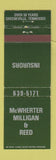 Matchbook Cover - McWherter Milligan & Reed Insurance Greeneville TN
