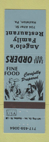 Matchbook Cover - Angelo's Family Restaurant Hazleton PA