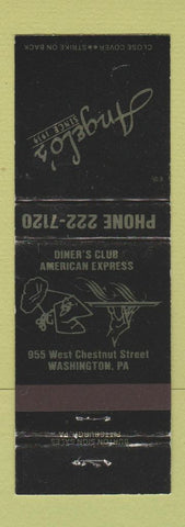 Matchbook Cover - Angelo's Restaurant Washington PA WEAR