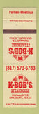 Matchbook Cover - K-Bob's Steak House Granbury TX