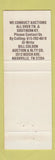 Matchbook Cover - Bill Colson Auction Real Estate Nashville TN