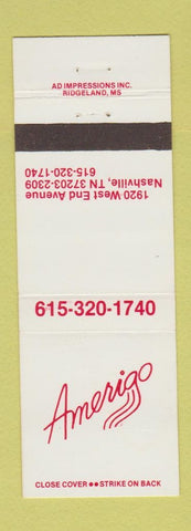 Matchbook Cover - Amerigo Nashville TN