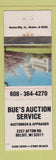 Matchbook Cover - Bue's Auction Service Beloit WI WEAR