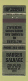Matchbook Cover - Badger Salvage Milwaukee WI