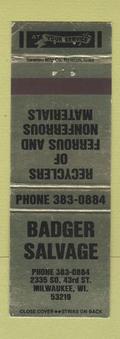 Matchbook Cover - Badger Salvage Milwaukee WI