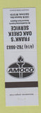 Matchbook Cover - Amoco oil gas Frank's Oak Creek WI BLUE