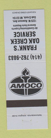 Matchbook Cover - Amoco oil gas Frank's Oak Creek WI BLUE