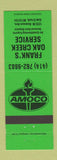 Matchbook Cover - Amoco oil gas Frank's Oak Creek WI GREEN