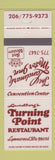 Matchbook Cover - Lundberg's Turning Point Restaurant Lynnwood WA