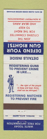 Matchbook Cover - Citizens Committee Right To Bear Arms guns Bellevue WA