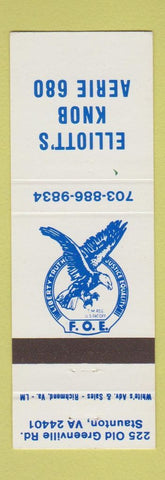 Matchbook Cover - Eagles Club Staunton VA