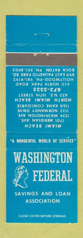 Matchbook Cover - Washington Federal Savings North Miami Beach FL Hollywood