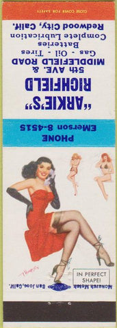 Matchbook Cover - Richfield oil gas Redwood City CA pinup