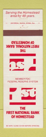Matchbook Cover - First National Bank Homestead FL #1 WHITE