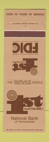 Matchbook Cover - First National Bank Homestead FL #2 BROWN