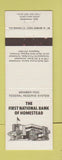 Matchbook Cover - First National Bank Homestead FL #3 WHITE w/ building